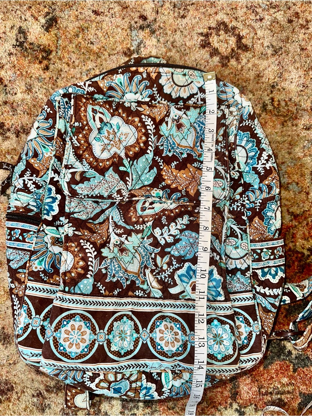 Vera Bradley Java Blue Quilted Floral Backpack - Picture 8 of 11